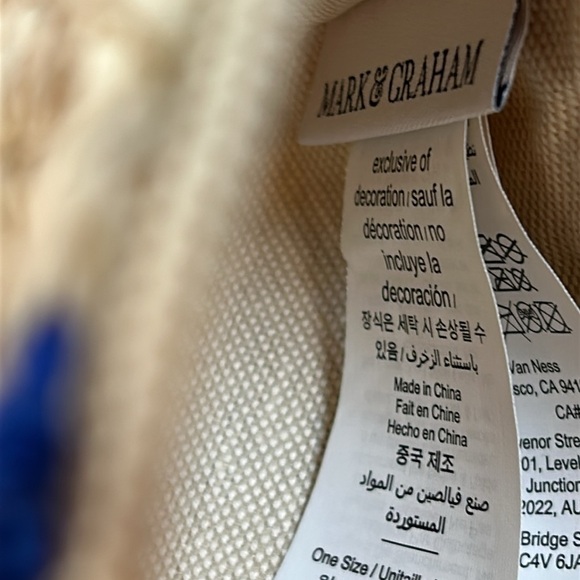 NWT Mark & Graham beige and blue CABANA STRIPE STRAW POUCH CLUTCH - Picture 6 of 9